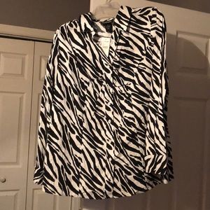 Zebra print button down shirt
